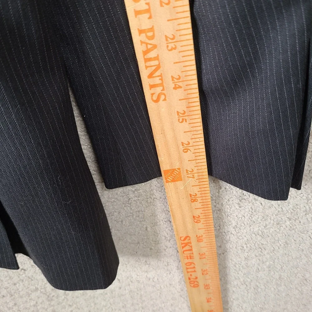 Andrew Fezza Jacket Mens 48L Black Striped Blazer Poly Wool Blend 2 Button Peaks
